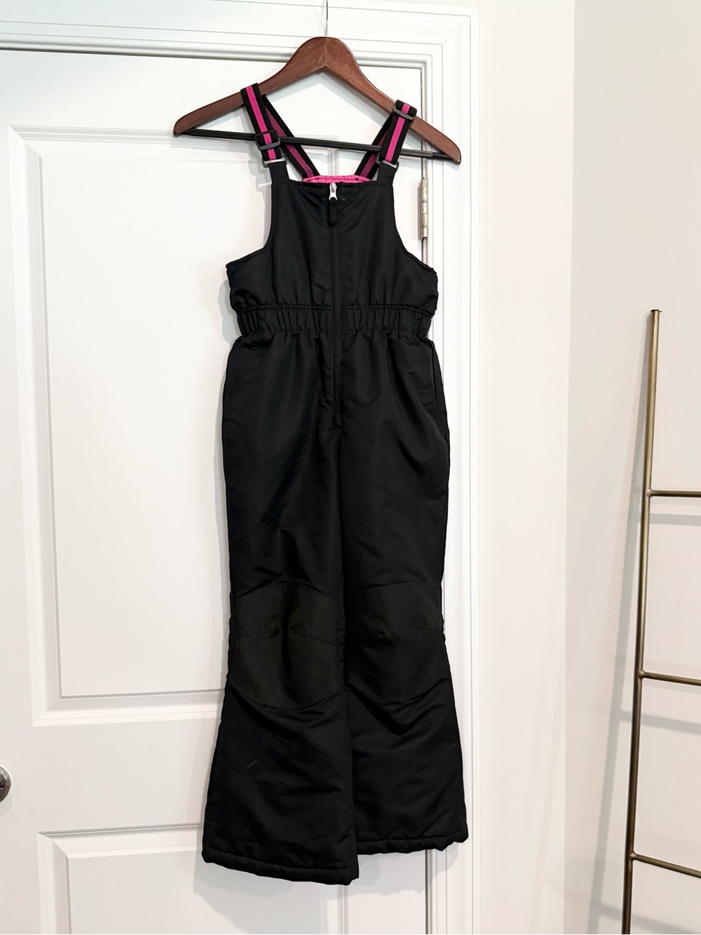 Swiss Tech Black Snow Bib with Pink-Trim Straps